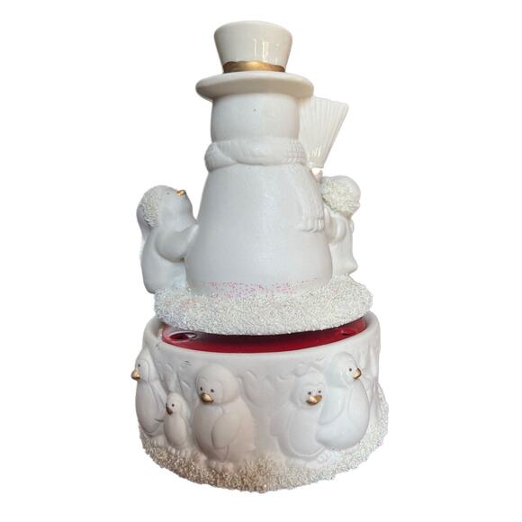JCPenney Home Collection Musical Porcelain White Snowman Penguins Jingle Bells - Picture 2 of 8